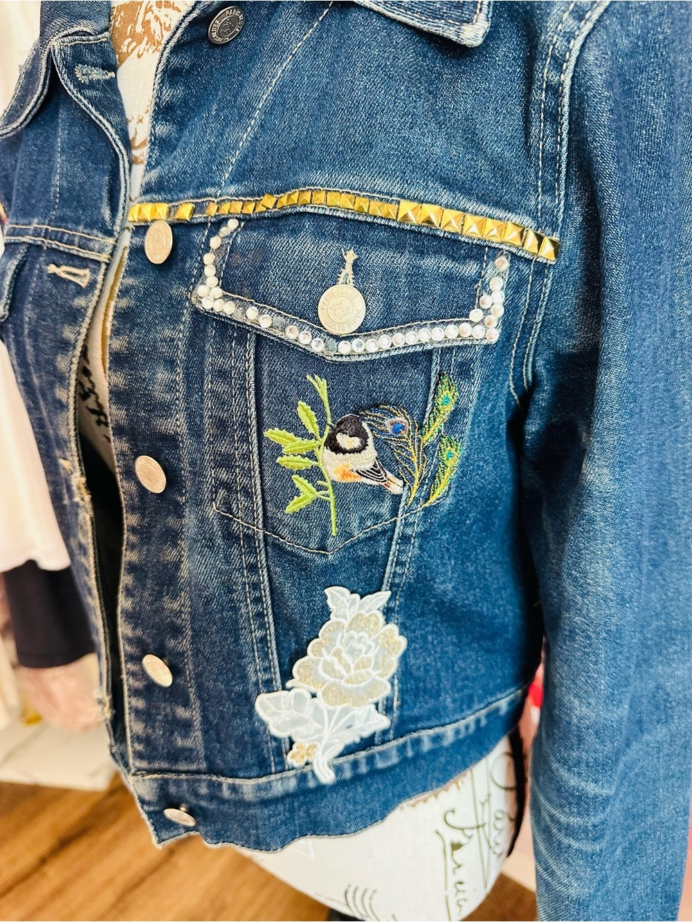 Vintage Paris Blues Embroidered Denim Jacket - Picture 3 of 12